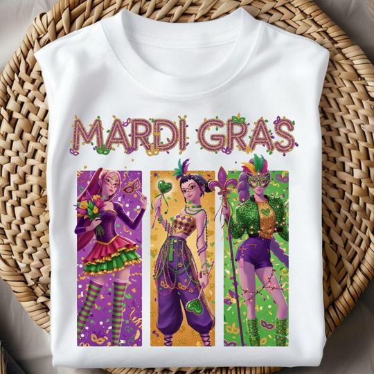 Discover Huntrix Mardi Gras T-shirt, Huntrix Anime Girl Group Shirt