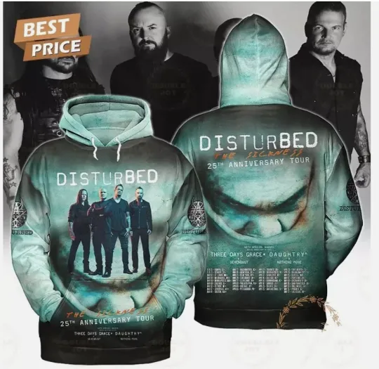 Discover Disturbed The Sickness 25th Anniversary Tour 3D Hoodie