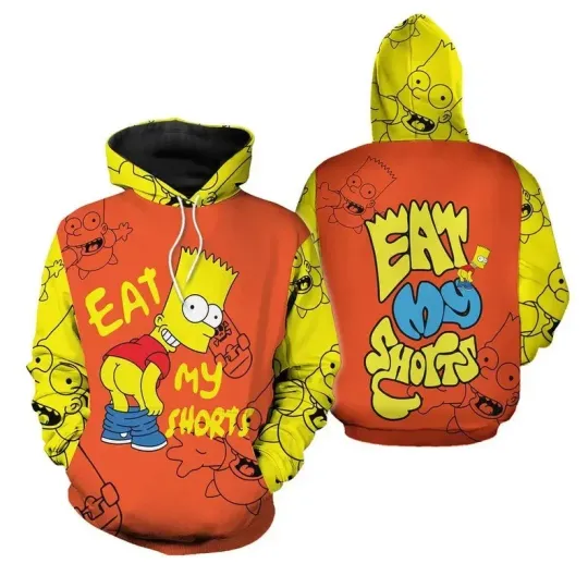 Discover Bart Simpson Inspired 3D Hoodie Cartoon AOP Unisex Pullover Hoodie