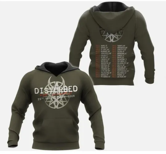 Discover Disturbed 25th Anniversary Tour Hoodie 3D Hoodie For Men Women