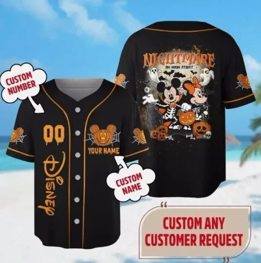 Discover Custom Mickey Mouse Halloween 3D baseball jersey, 3d gift,2025 hot