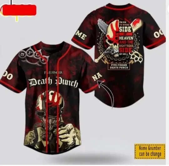 Custom Name - Number Five Finger Death Punch baseball jersey, new 3d gift