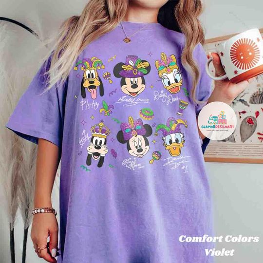 Discover Vintage Mickey & Friends Mardi Gras Shirt, Disney Mardi Gras Carnival Tee, New Orleans Fleur De Lis, WDW Disneyland 2026