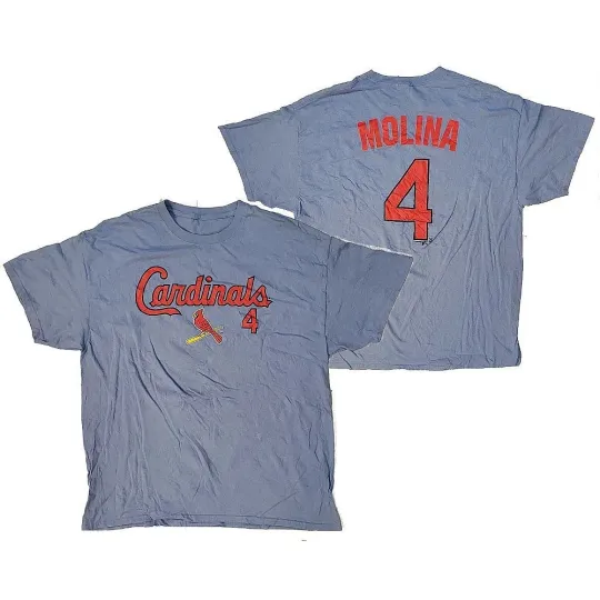 Discover St. Louis Cardinals Yadier Molina #4 Double Sided T-Shirt