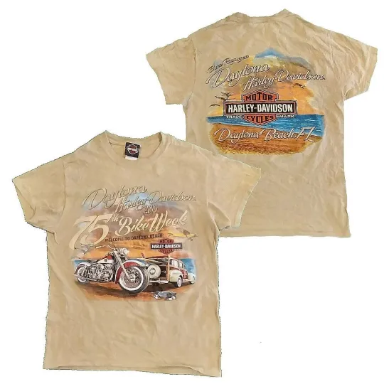 Haarleyy Davidson Daytona Beach 75th Bike Week Double Sided T-Shirt