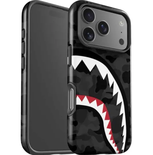 Discover Shark Teeth Grey Street Camo iPhone Case