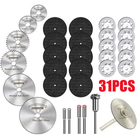 Discover 31pc Diamond Cutting Discs Sanding Grinding Wheel Circular Saw Blade Woodworking Metal Dremel Mini Drill Rotary Tool Accessories