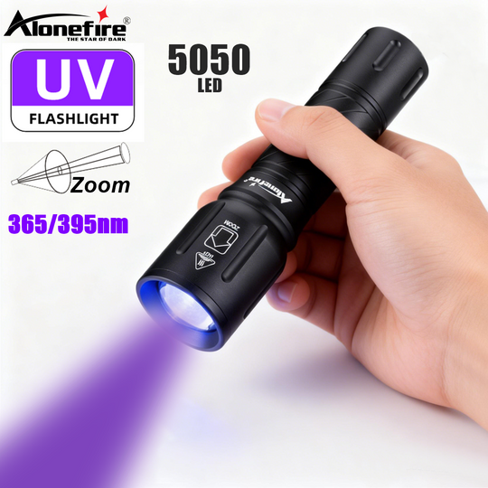 Discover High power Zoom UV Flashlight 365nm/395nm Invisible Ink Marker Cat Dog Urine Tinea Ore Money Scorpion Fluorescence Torch light