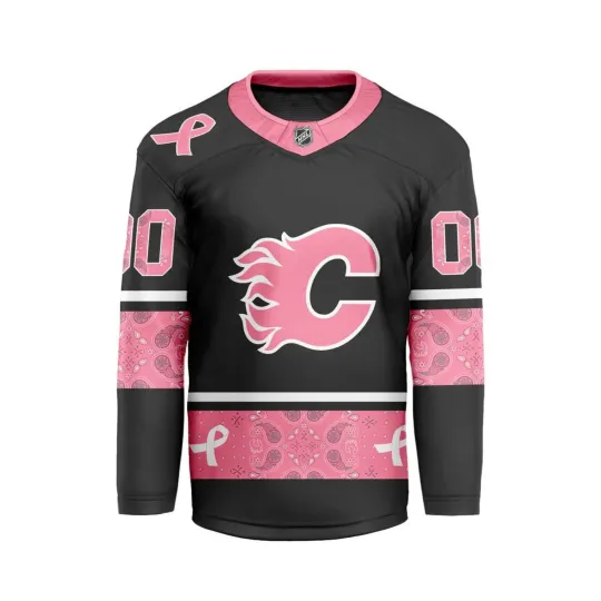 Discover Personalized Calgary Flames Pink Fight Breast Cancer Hockey Jersey Men