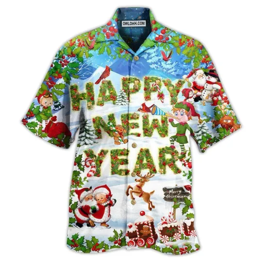 Discover Christmas Happy New Year Snow Merry Christmas 8211 Hawaiian Shirt 8211 Owl Ohh