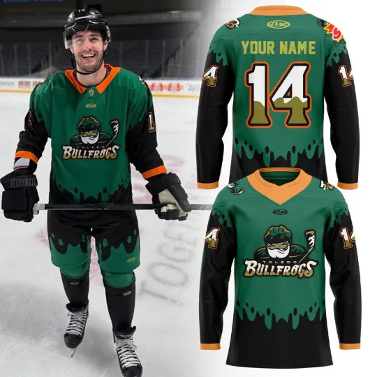 Discover Custom Toledo Walleye Bullfrogs Men's Hockey Jersey
