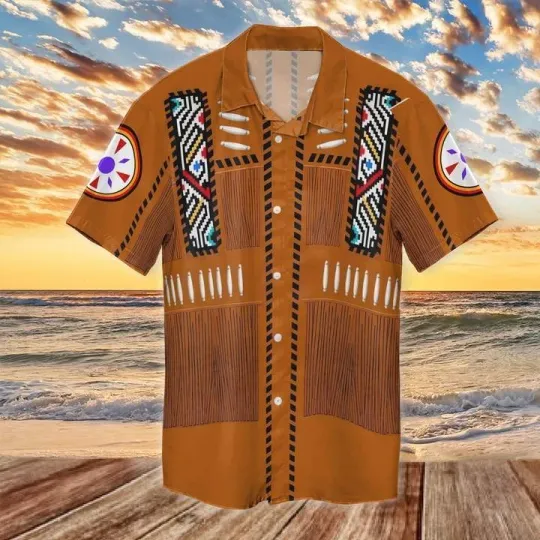 Discover Native American Orange Unisex Adult, Tropical Hawaiian Shirt, Aloha Party