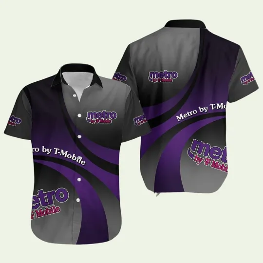 Discover Metro By Tmobile Black And Purple Hawaiian Shirt