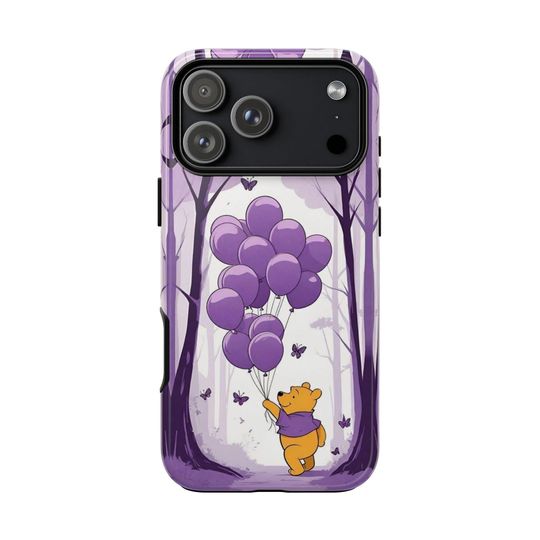 Discover Cute Purple Phone Case, Winnie Bear Aesthetic Design, Pastel Cartoon iPhone Samsung Cover