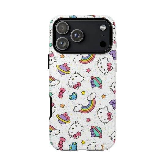 Hello Kitty Space Pattern Phone Case, Kawaii Rainbow Planet Star Case