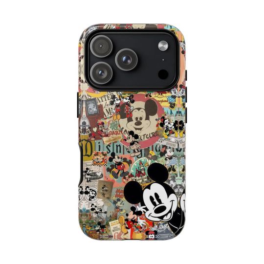 Discover Mickey Mouse Vintage Collage Phone Case - Disney Characters Retro Aesthetic - Minnie Mouse Classic Cartoon Gift for iPhone Samsung