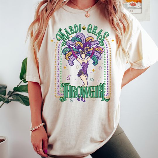 Discover Comfort Colors Throw Girl Mardi Gras Shirt, Comfort Colors Mardi Gras Shirt, Cute festival shirt, Mardi Grass Girl, Women Shirt, Gift her