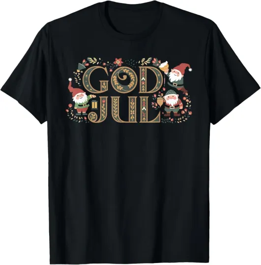 Discover God Jul Merry Christmas Norwegian Swedish Scandinavian T-Shirt