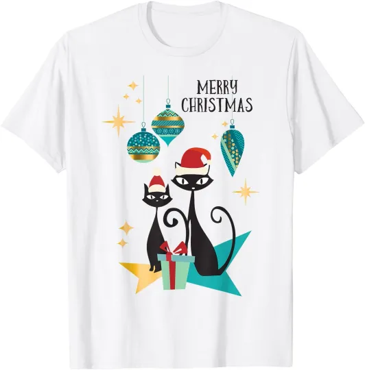 Discover Retro Cat Vintage Mid Century Modern Cat Christmas Ornaments T-Shirt