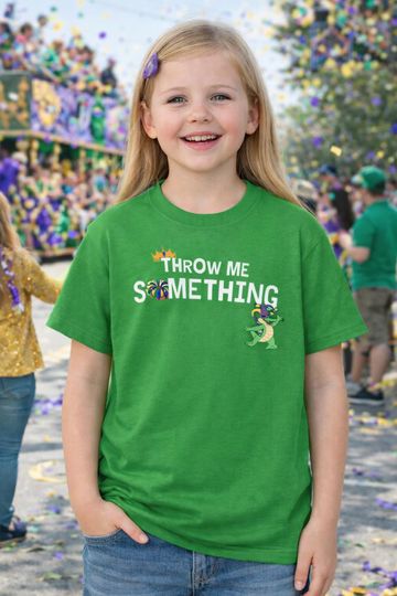 Discover Throw Me Something Kids Mardi Gras T-Shirt | Kids Fat Tuesday Parade Tee