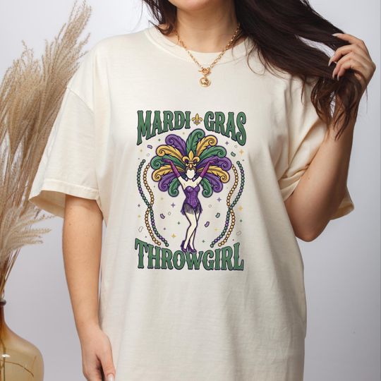 Discover Mardi Gras Throw Girl Shirt Comfort Colors Tee Carnival Festival Graphic Unisex Shirt & Sweatshirt Beads Mask Party Outfit