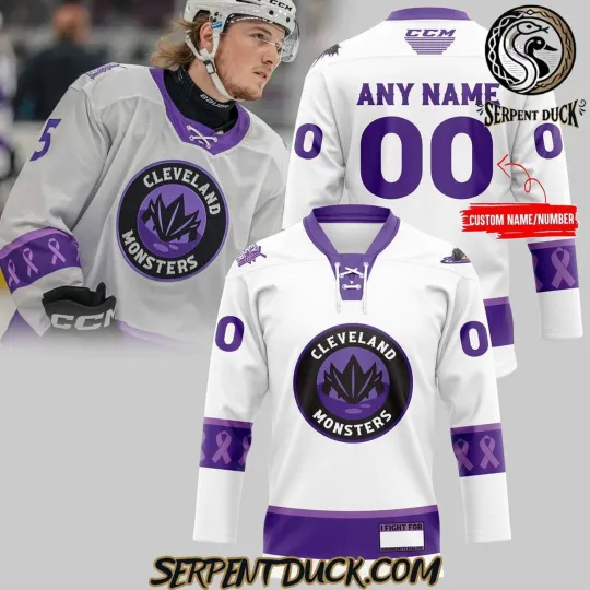 Discover Personalized Cleveland Monsters Hockey Fight Cancer Men's Jersey