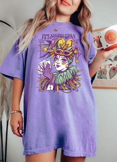 Discover Comfort Colors Retro Mardi Gras T-Shirt: Louisiana Carnival Party