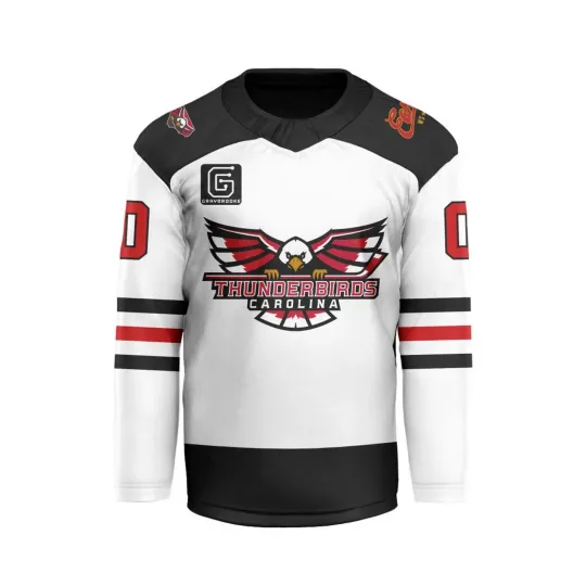 Personalized Carolina Thunderbirds White Men's Hockey Jersey