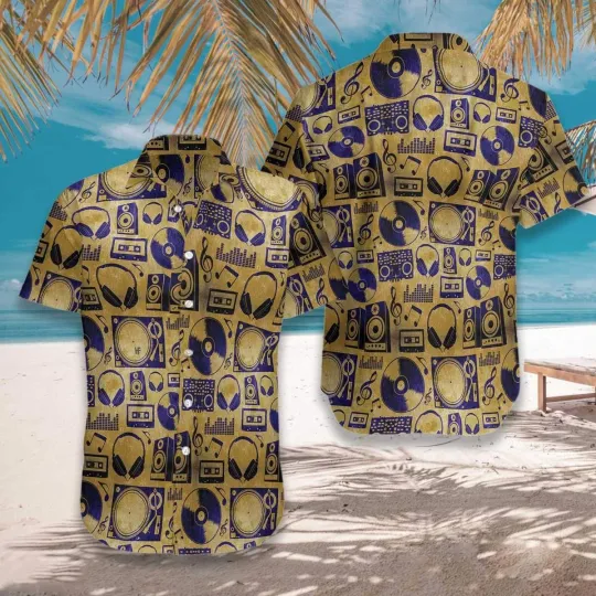 Discover Music Dj Vintage Unisex Adul, Vintage Hawaiian Shirt, Aloha Party