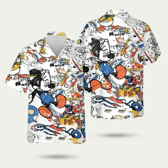 Discover Mickey Mouse Cartoon Pattern Drawing Hawaiian Shirt