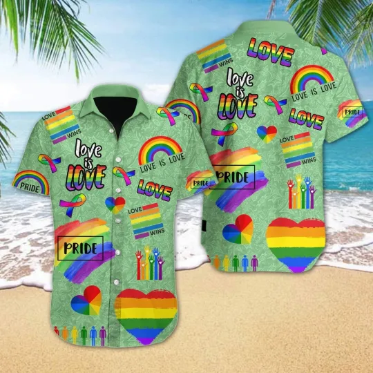 Discover Love Is Love Lgbt Pride Full Printing Sh, Tropical Hawaiian Shirt, Aloha Party