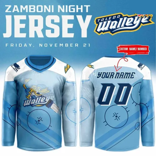 Discover Custom Toledo Walleye Zamboni Night 2025 Men's Hockey Jersey