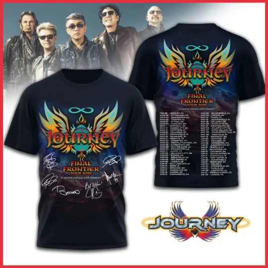 Discover Journey Final Frontier Tour 2026 T-Shirt Double Sided Concert Rock Band Tee