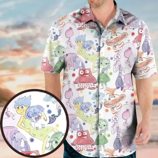 Discover Disney Inside Out Characters Cute Emotions White Hawaiian Shirt