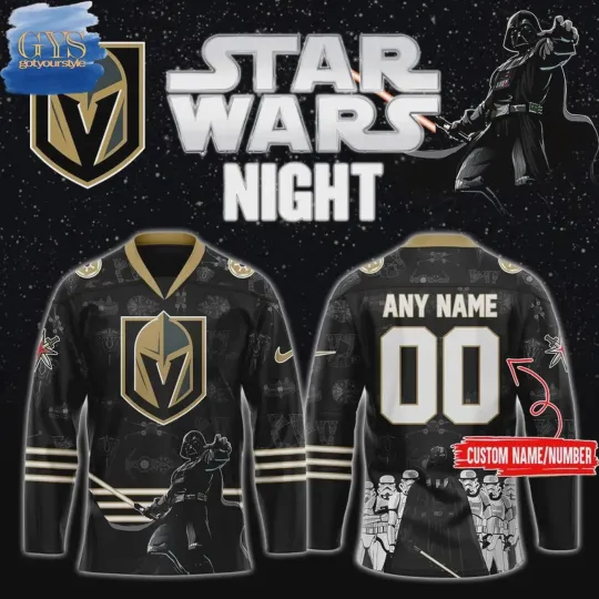 Discover Personalized Vegas Golden Knights Star Wars Night Hockey Jersey for Men