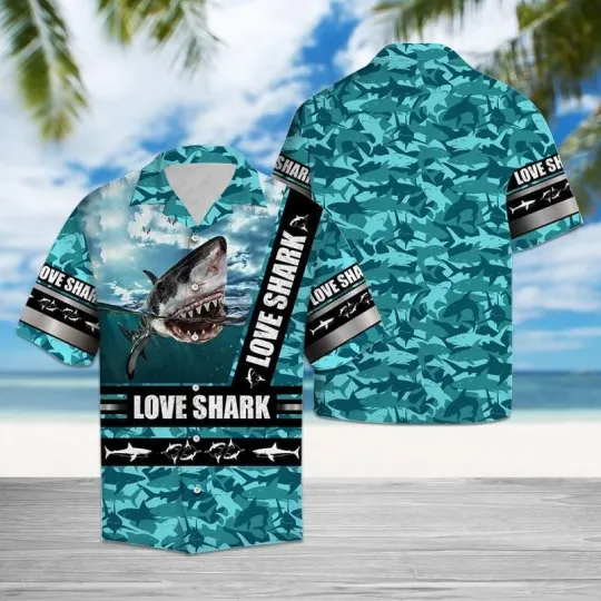 Discover Love Shark Unisex Adult, Tropical Hawaiian Shirt, Aloha Party