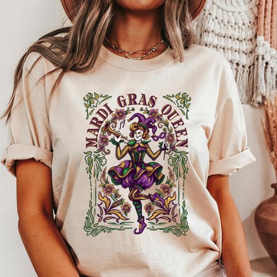 Discover Retro Mardi Gras Queen Shirt,Comfort Colors Tee,Louisiana Carnival Festival Gift