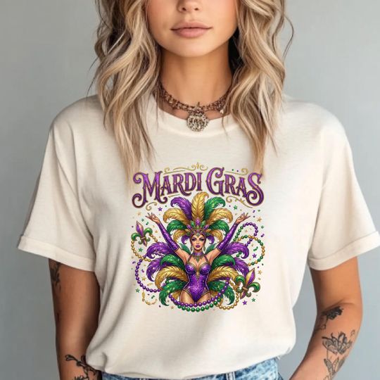 Discover Mardi Gras Shirt for Women, Vibrant Carnival Queen Tee, New Orleans Party Outfit, NOLA Gift,mardi gras 2026