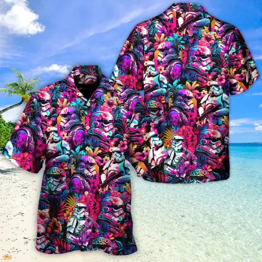 Discover Disney Star Wars Summer BeachStarwars Synthwave Cool Aloha Hawaiian Shirt
