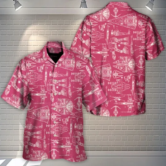 Discover Disney Star Wars Space Ships Starwars Pink Hawaiian Shirt Summer Beach Aloha