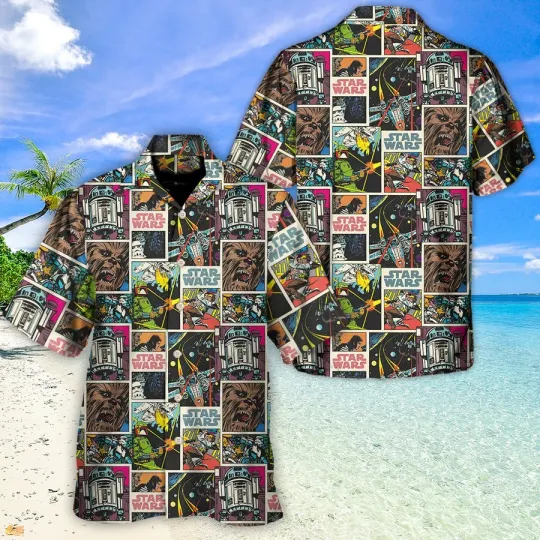 Discover Disney Star Wars Comic Pattern Hawaiian Shirt Summer Beach Aloha