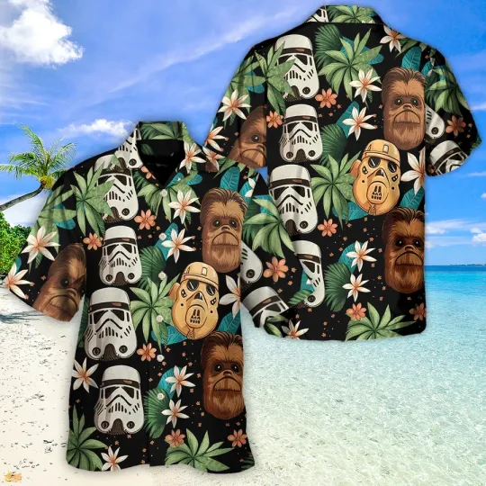 Discover Disney Star Wars Tropical Leaf Hawaiian Shirt Summer Beach Aloha