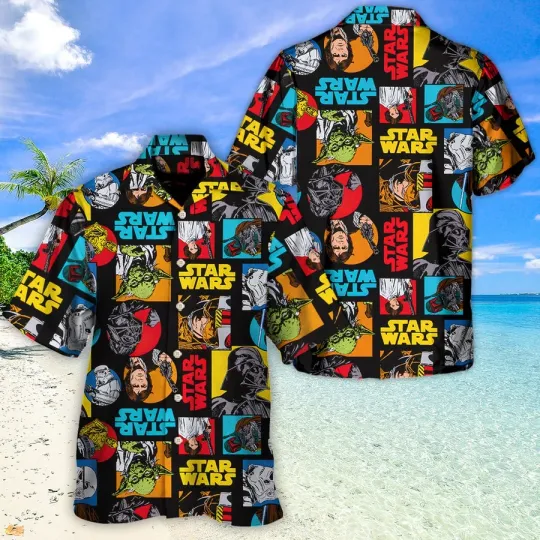 Discover Disney Star Wars Pattern Colorful Hawaiian Shirt Summer Beach Aloha
