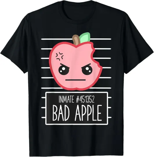 Discover Funny Bad Apple Mugshot Silly Sarcastic Pun Bad Attitude T-Shirt