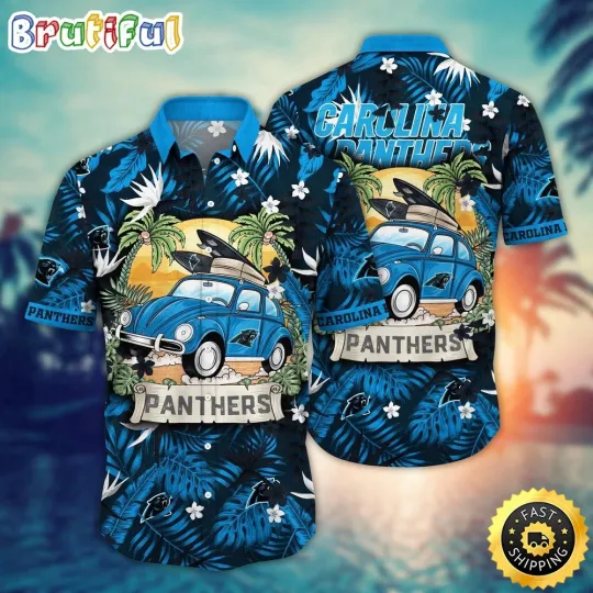 Discover football Carolina Panthers Hawaiian Shirt Car Palm Tree Aloha Shirt