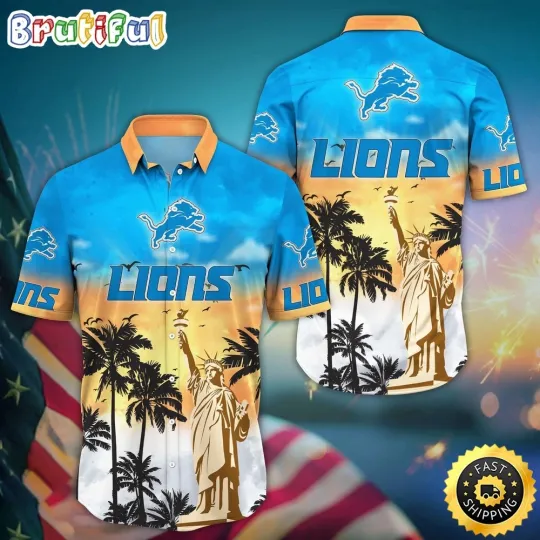 Discover football Detroit Lions Hawaiian Shirt Statue Of Liberty Aloha Shirt