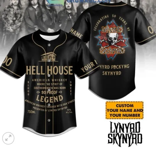 Discover Lynyrd Skynyrd Hell House Celebrating 50 Years Of baseball jersey, new 3d gift