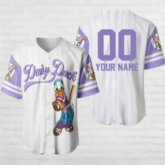 Discover Daisy Duck Jersey Shirt Disney Daisy Baseball Shirt Cartoon Movie Jersey Custom