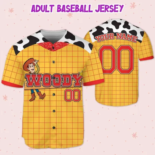 Discover Personalized Toy Story Woody Character Cartoon Love 3D Baseball Jersey Shirt
