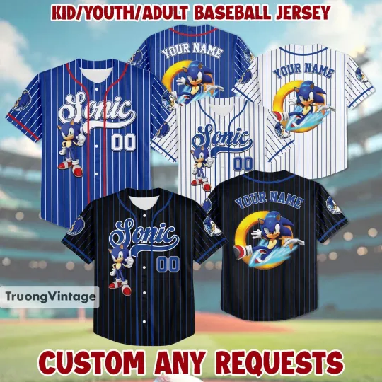 Discover Personalized Sonic Baseball Jersey Custom Sonic Jersey Funny Sonic Baseball Jers